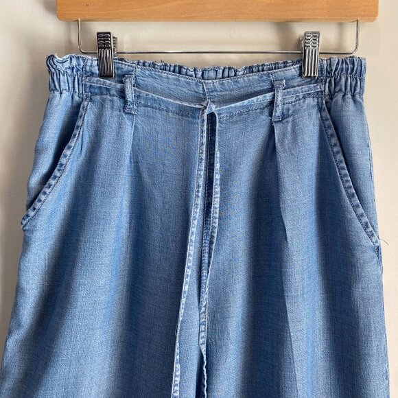 American Eagle | Elastic Waist High Rise Wide Leg Cropped Pants | Size 4 Women's - Picture 3 of 10